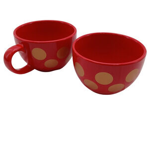 Just For You Megatoys Red Polka Dot Cup Coffe Tea Mug Set Ceramic Disney Style